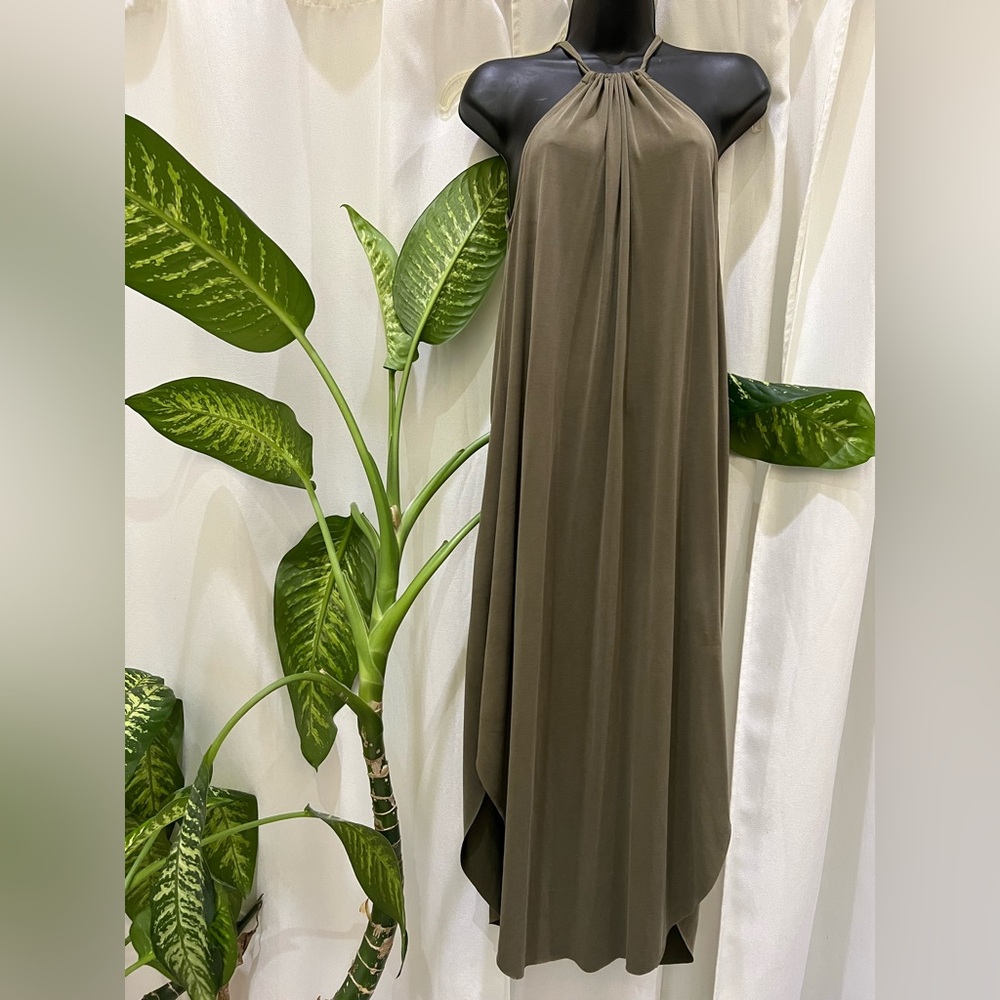 Forever 21 Olive Green Halter Dress Size Jrs M